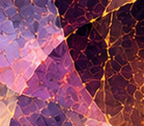 Obra abstracta violeta, terracota y oro para Alquimia